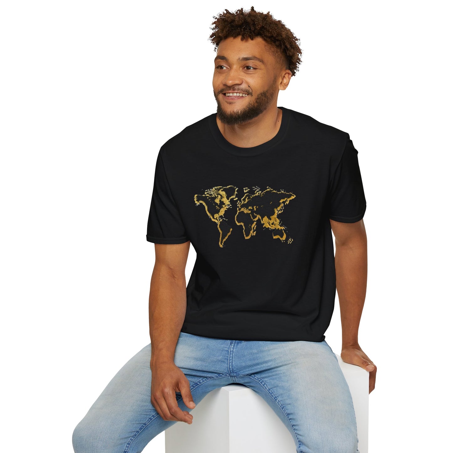 Black and Gold World Map Softstyle T-Shirt