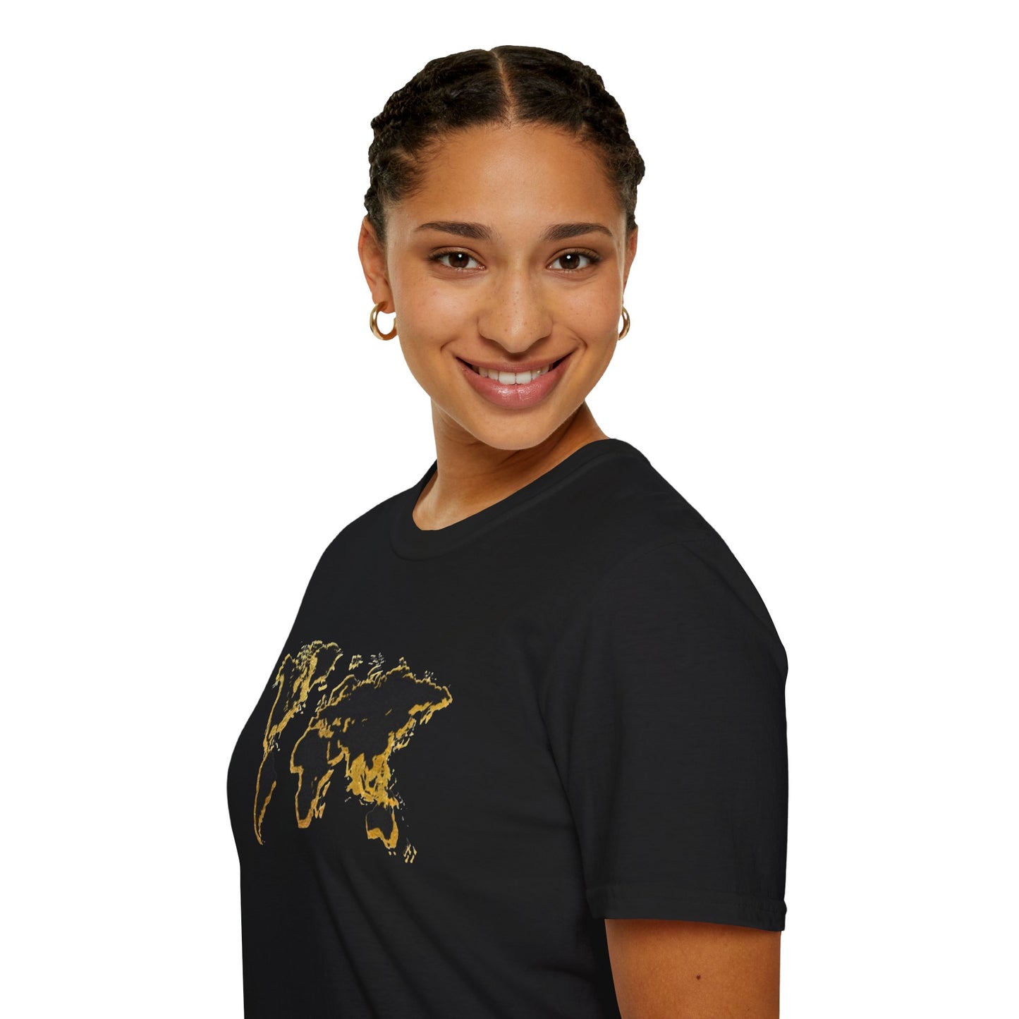 Black and Gold World Map Softstyle T-Shirt