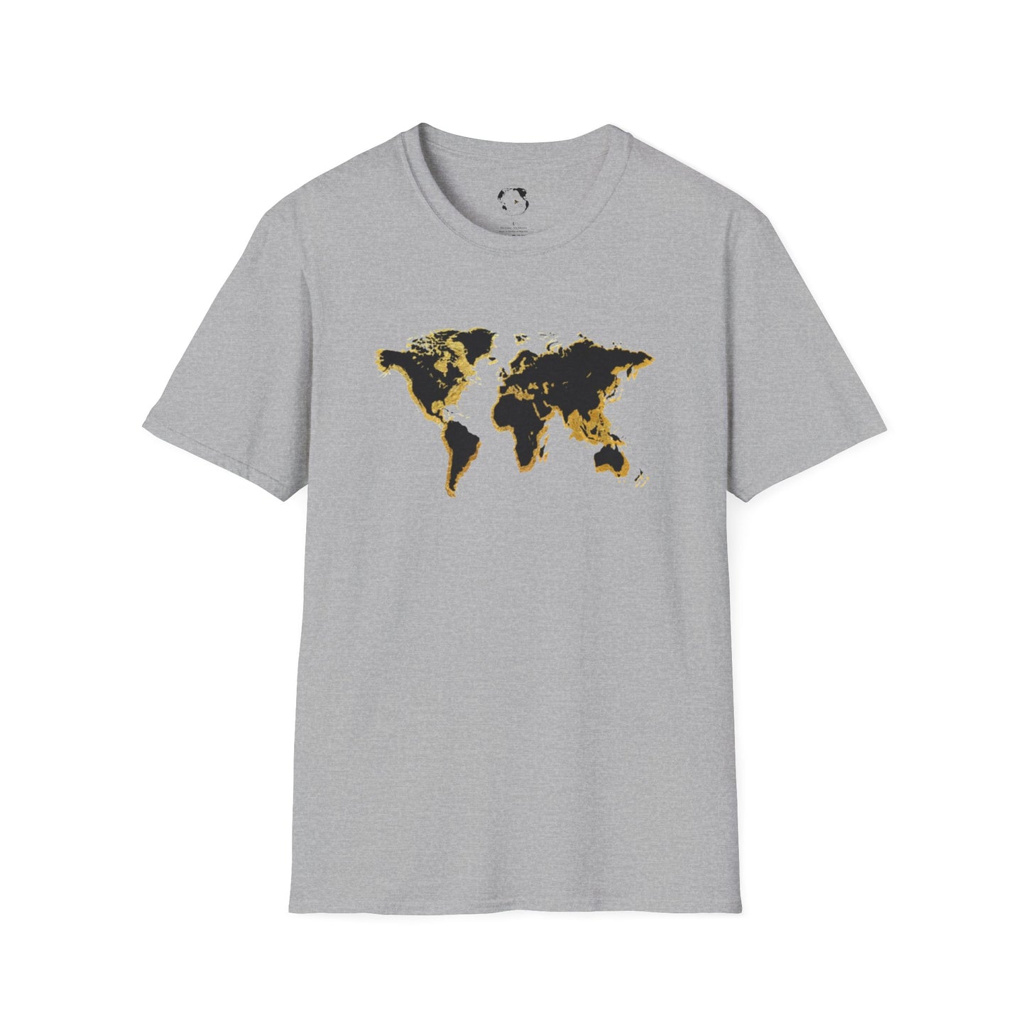 Black and Gold World Map Softstyle T-Shirt