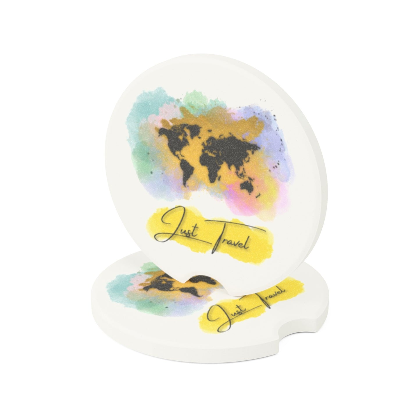 Colorful Just Travel Soapstone Car Coaster