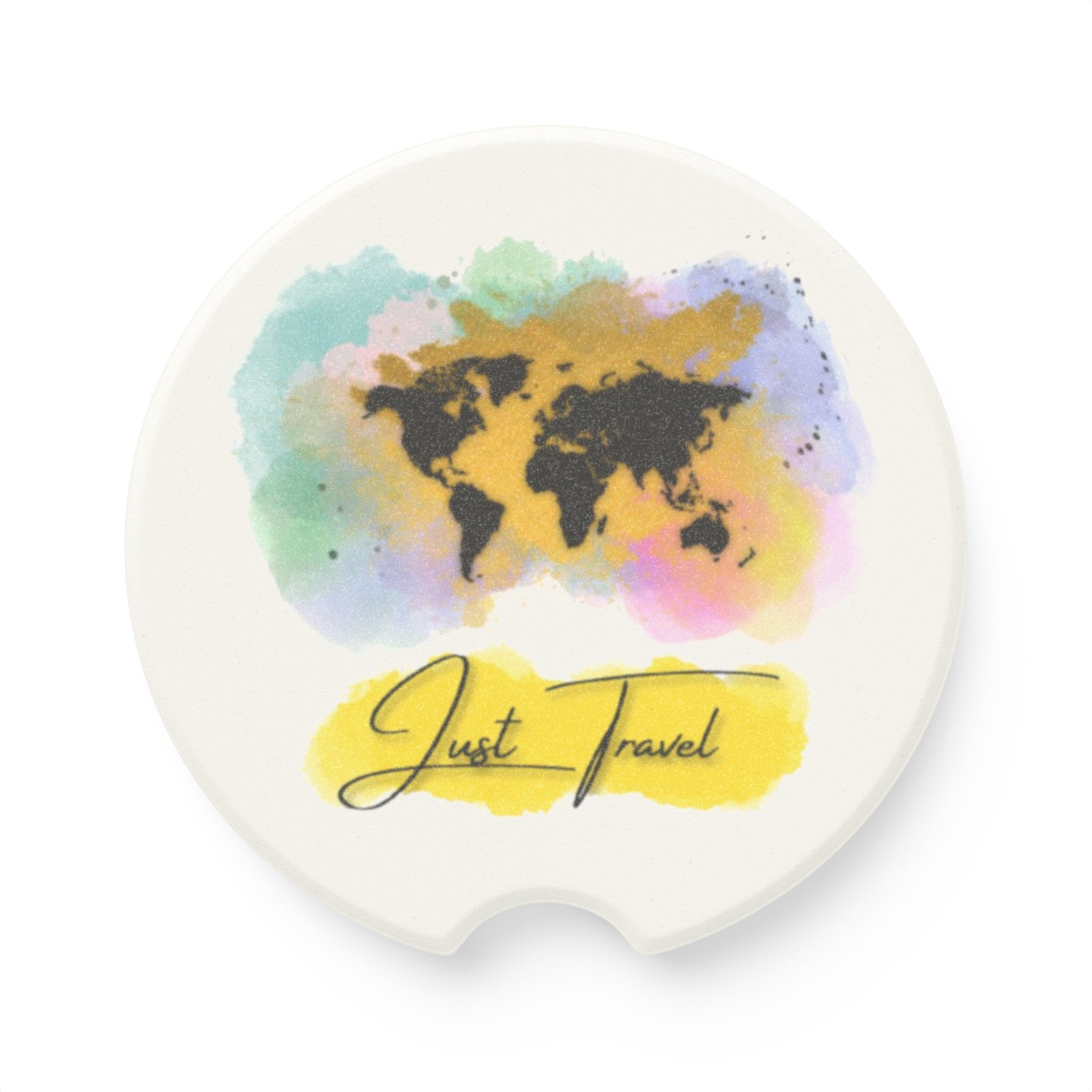 Colorful Just Travel Soapstone Car Coaster