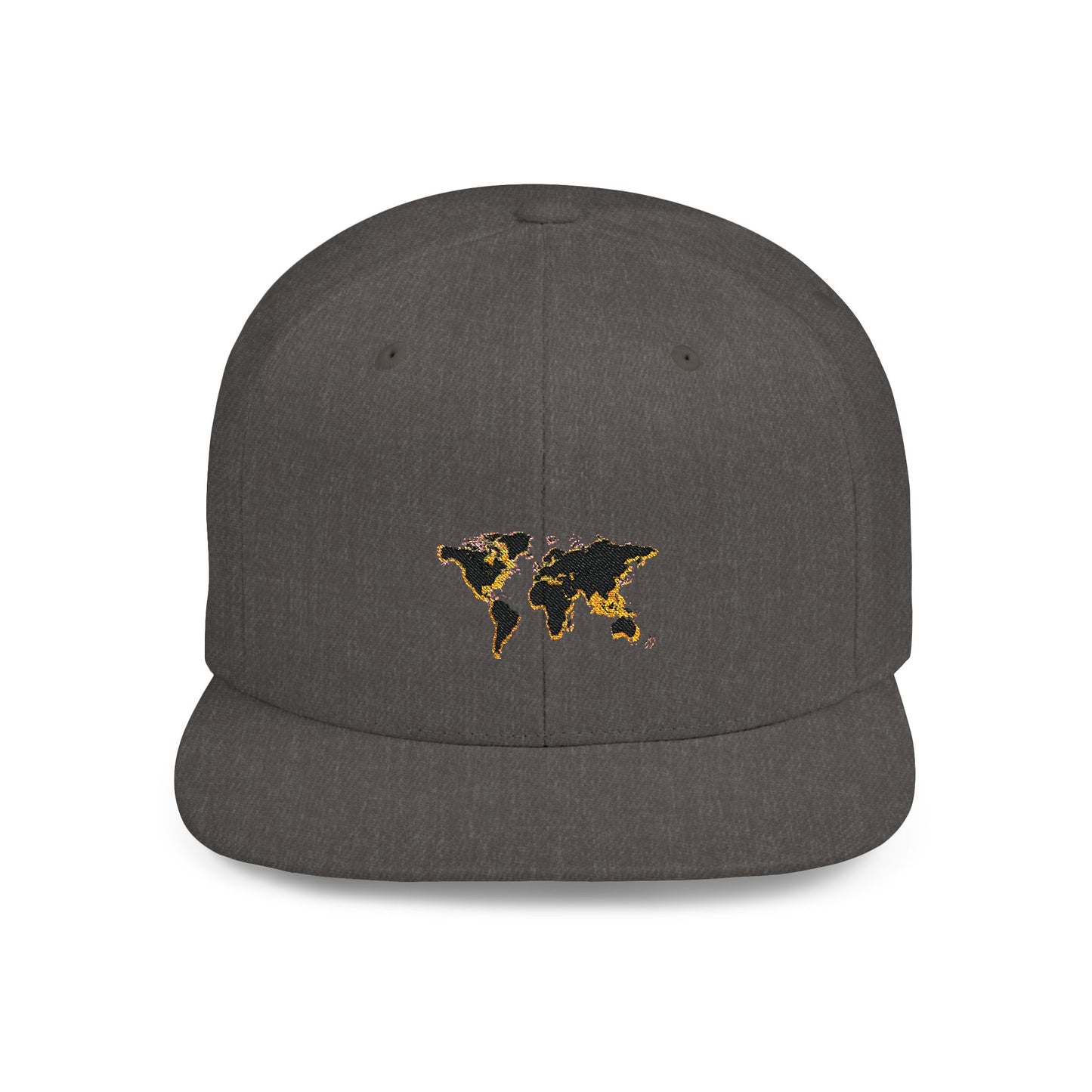 Embroidered Golden World Flat Bill Snapback