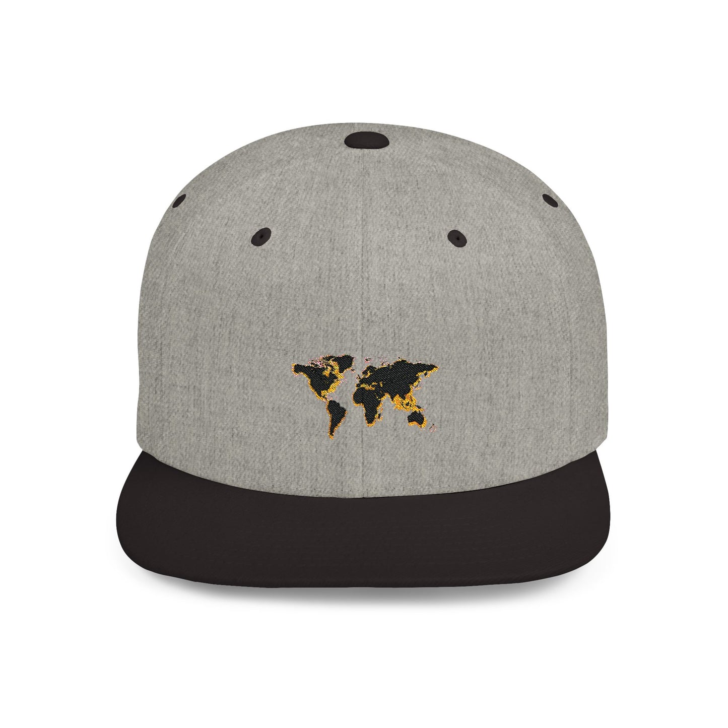 Embroidered Golden World Flat Bill Snapback