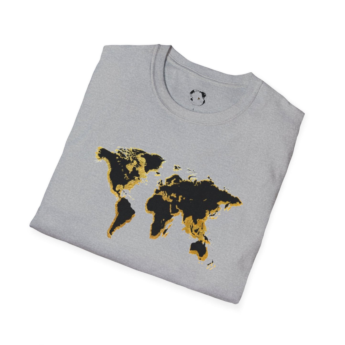 Black and Gold World Map Softstyle T-Shirt