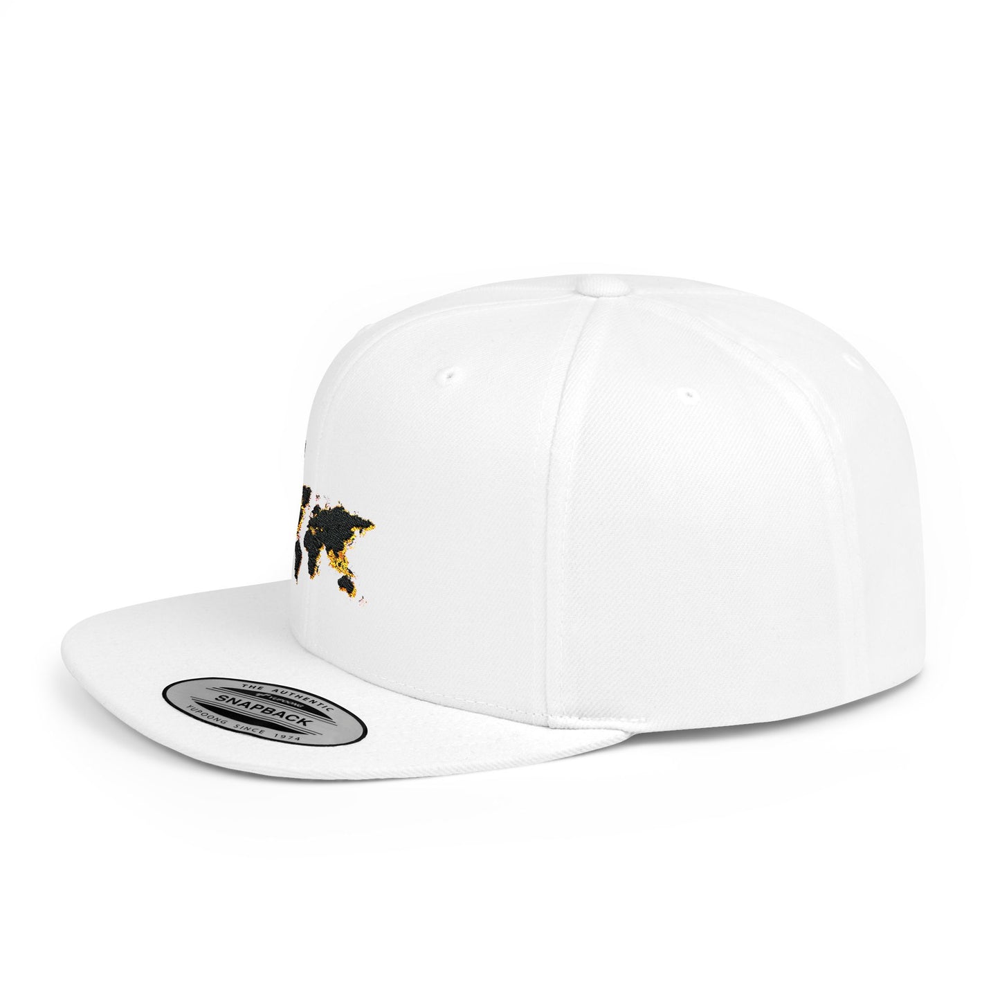 Embroidered Golden World Flat Bill Snapback