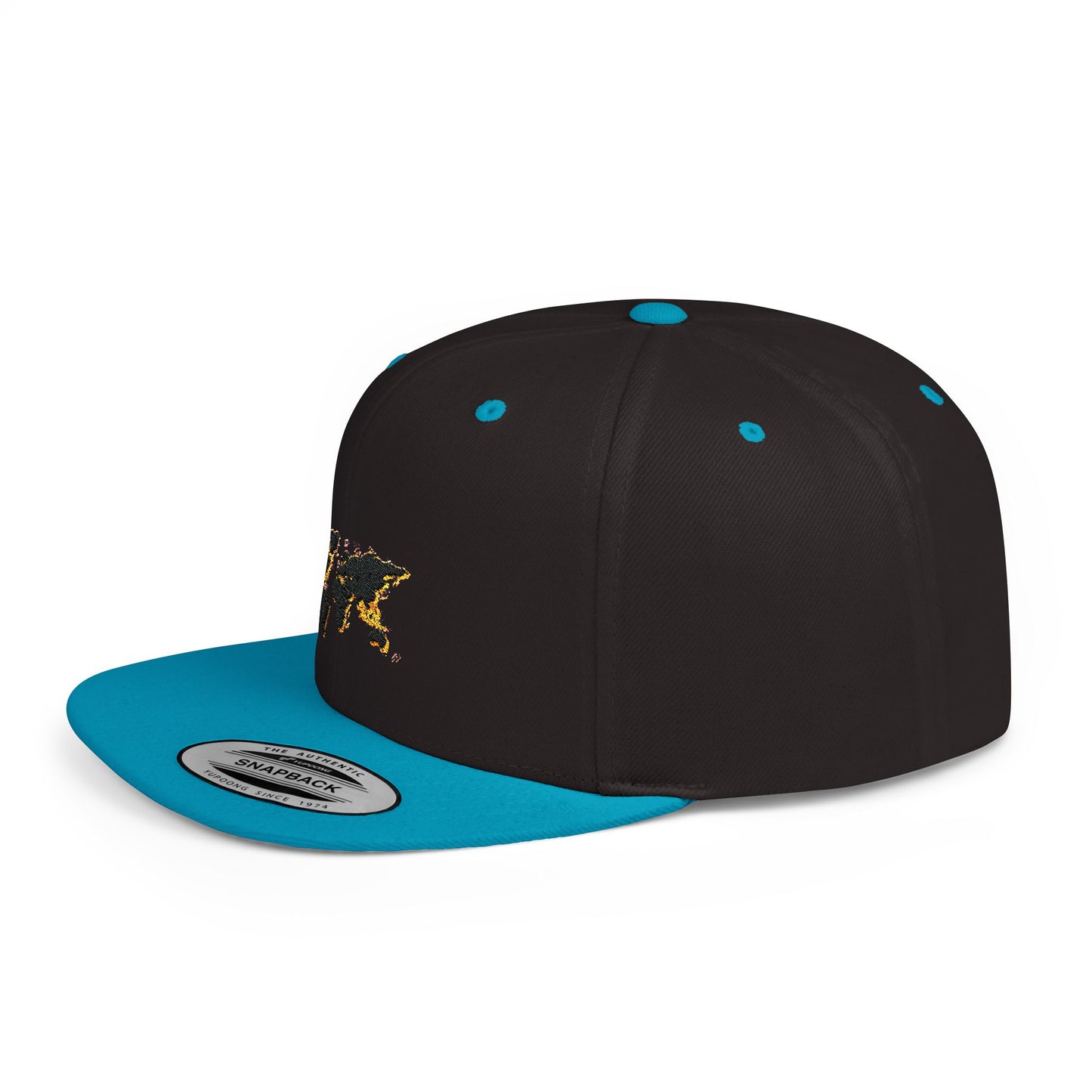 Embroidered Golden World Flat Bill Snapback