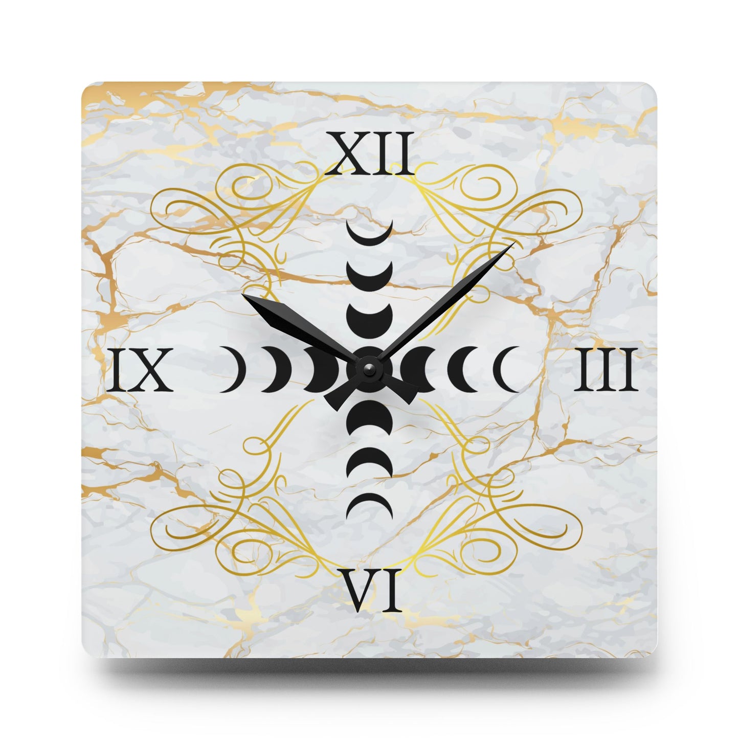 Lunar Cycle Marble Design Wall Clock