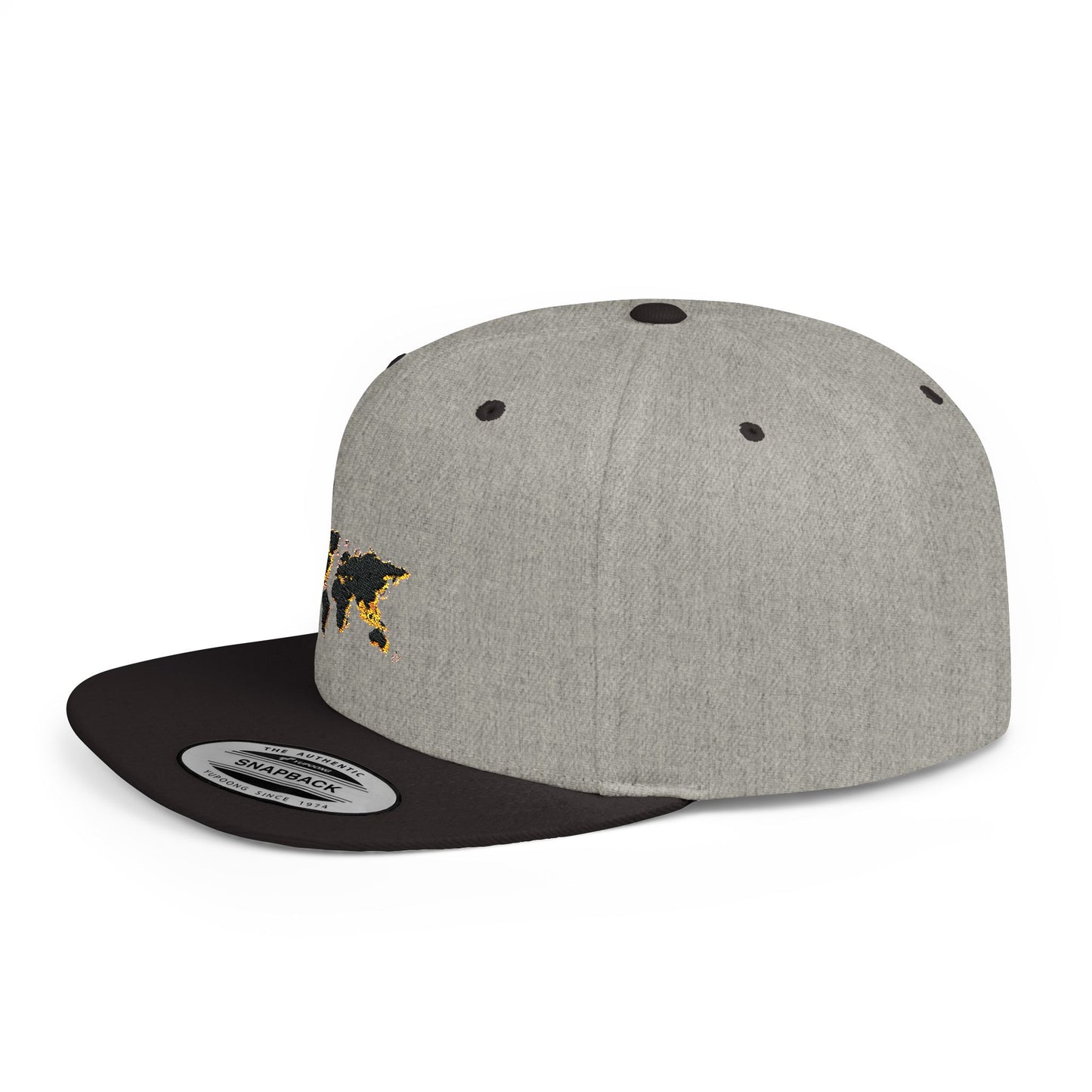 Embroidered Golden World Flat Bill Snapback