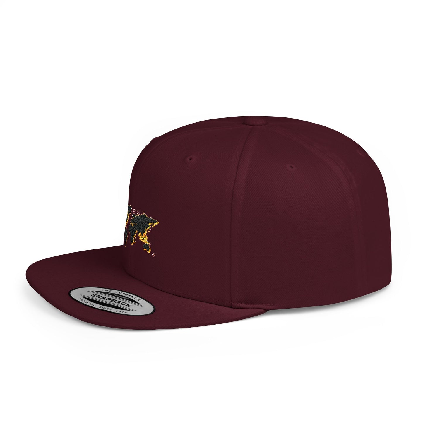 Embroidered Golden World Flat Bill Snapback