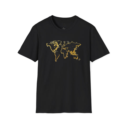 Black and Gold World Map Softstyle T-Shirt