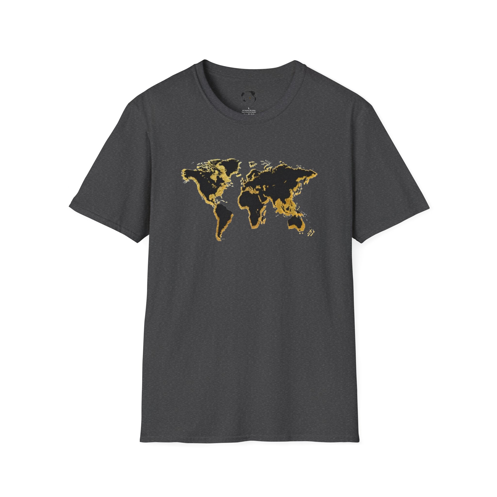 Black and Gold World Map Softstyle T-Shirt