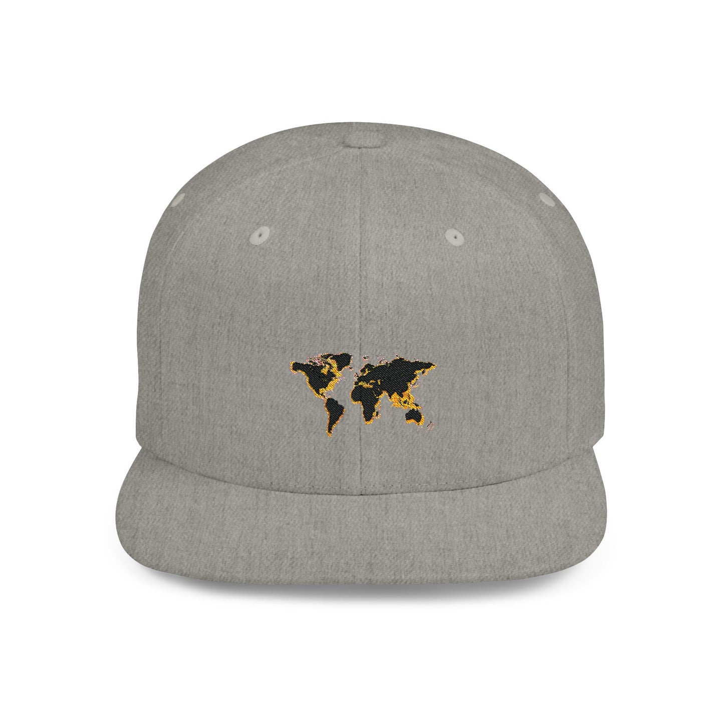 Embroidered Golden World Flat Bill Snapback