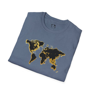 Black and Gold World Map Softstyle T-Shirt