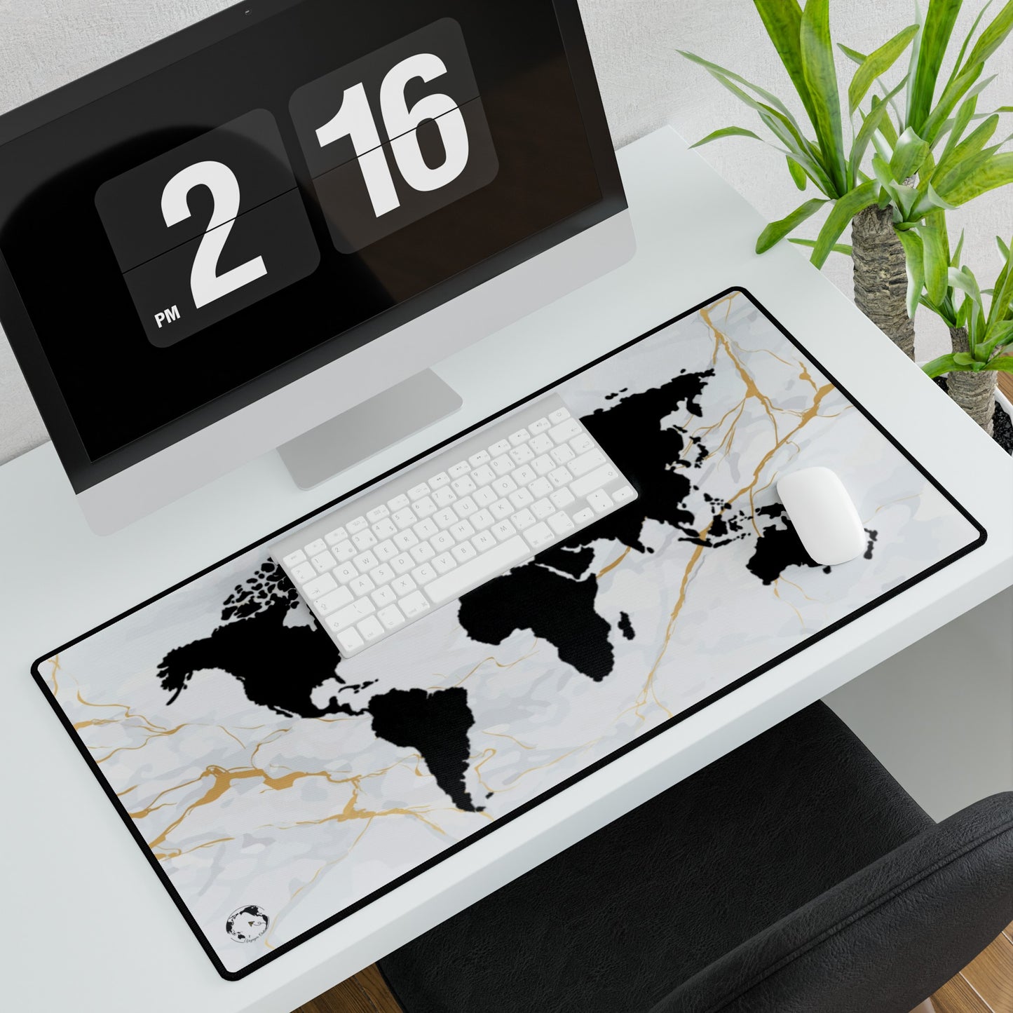 Marble World Map Desk Mat