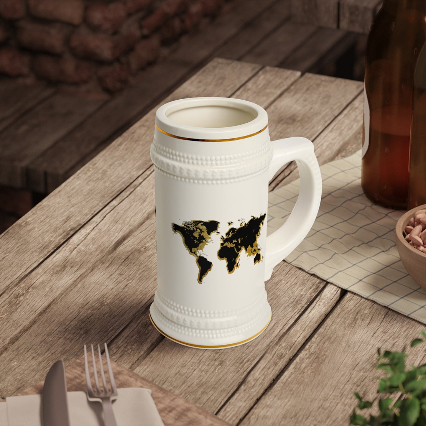 Golden World Beer Stein Mug