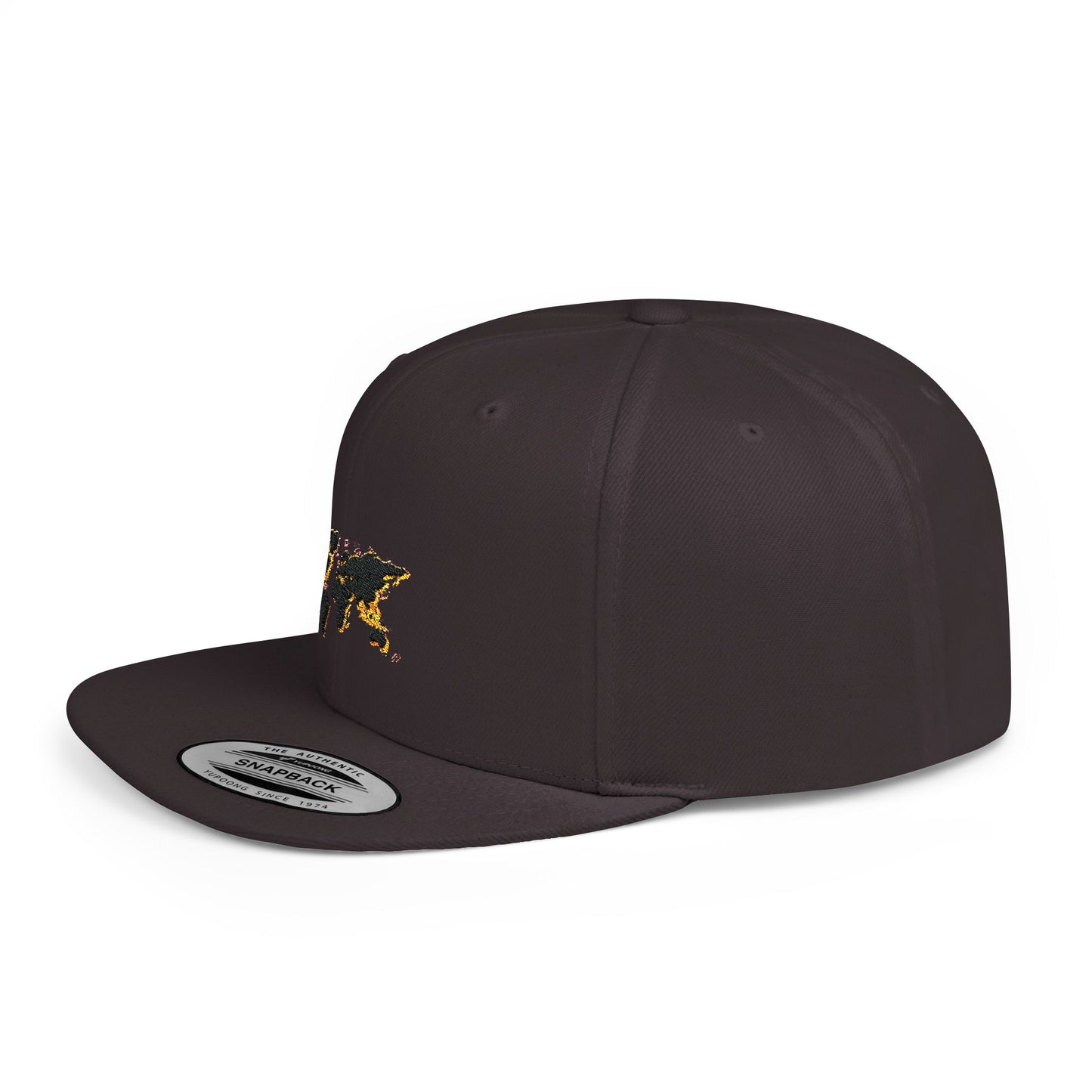 Embroidered Golden World Flat Bill Snapback