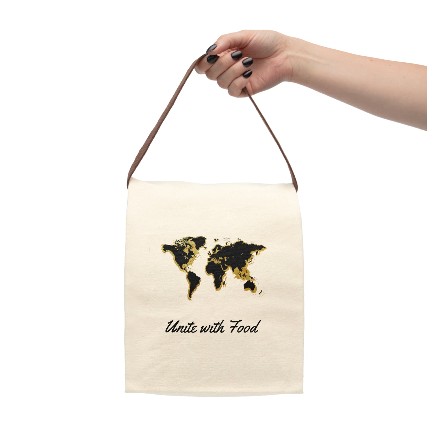 Golden World Unite with Food Canvas Lunch Bag With Strap