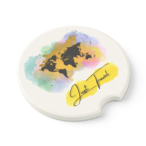 Colorful Just Travel Soapstone Car Coaster