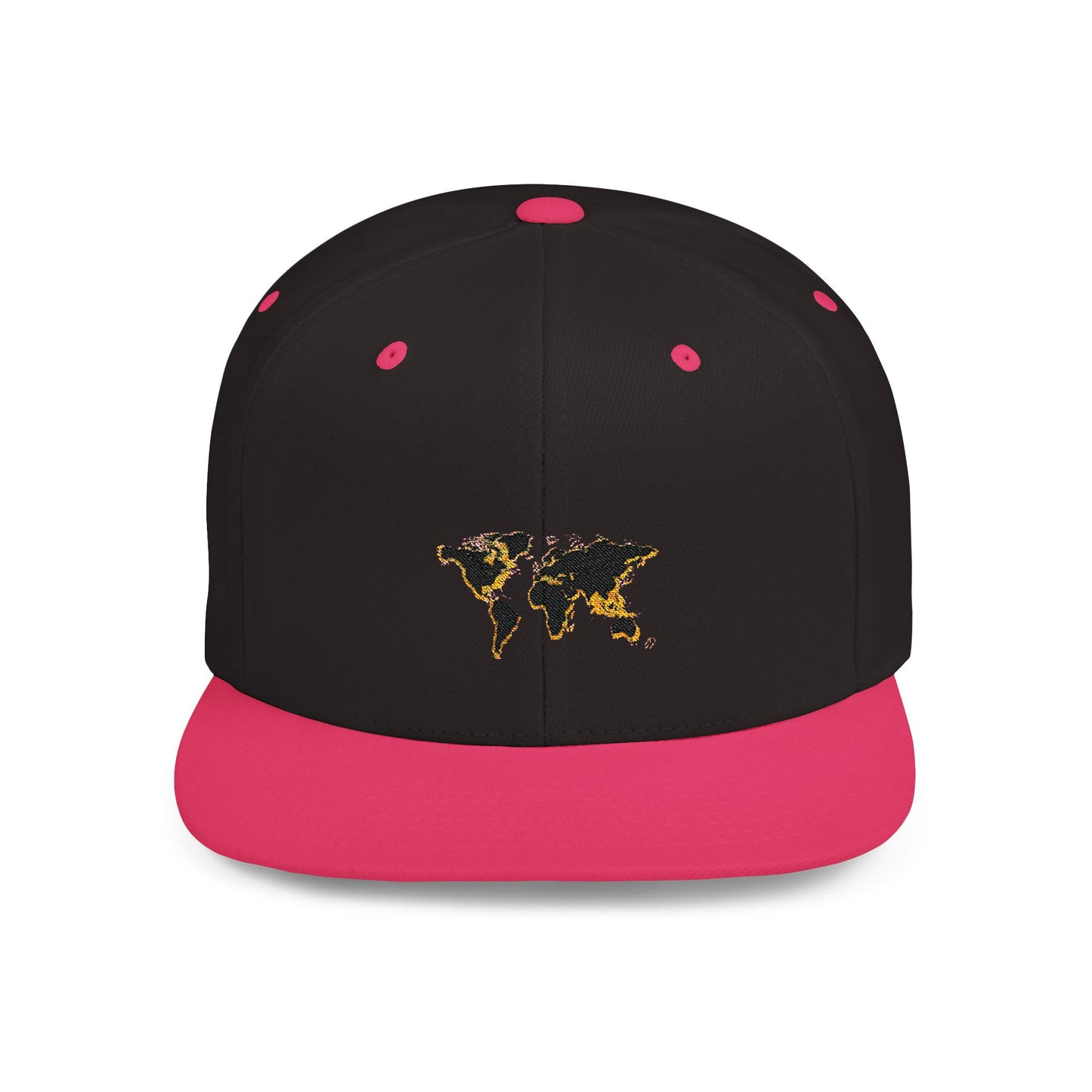 Embroidered Golden World Flat Bill Snapback